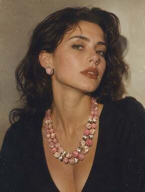 Vintage Pink and White Crackled Resin Chunky 2-Strand Necklace